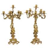 Paire de candelabres en bronze dore. XIXe si&egrave;cle Dorure Late 19th century - photo 3