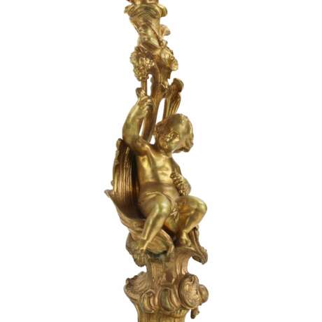 Paire de candelabres en bronze dore. XIXe si&egrave;cle Vergoldung Late 19th century - Foto 6