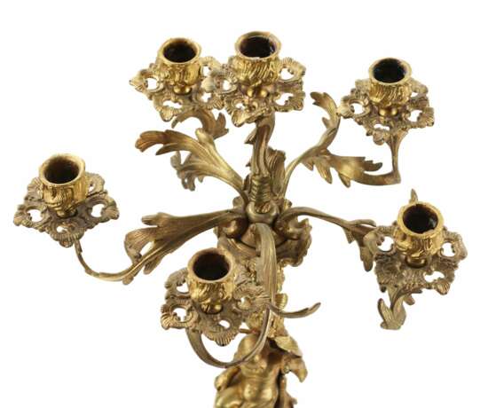 Paire de candelabres en bronze dore. XIXe si&egrave;cle Vergoldung Late 19th century - Foto 7