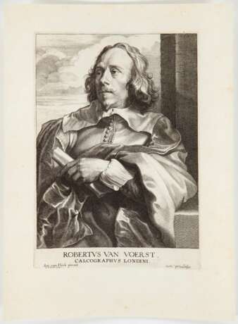 Portrait of the artist Robert Van Voerst Engraving Baroque 19th century - photo 1