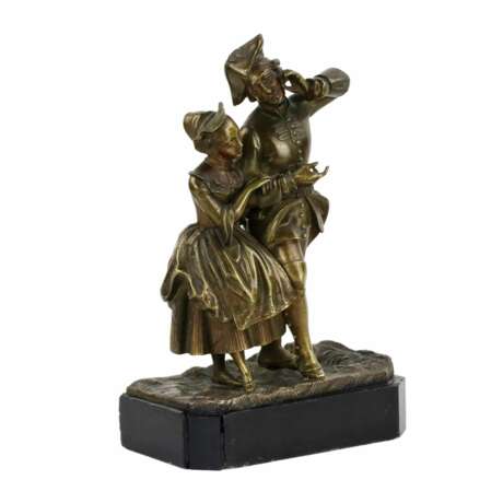 Бронзовая скульптура Романтическая пара. Мрамор Rococo 19th century г. - фото 2