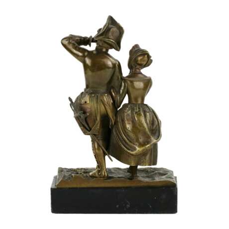 Бронзовая скульптура Романтическая пара. Мрамор Rococo 19th century г. - фото 4