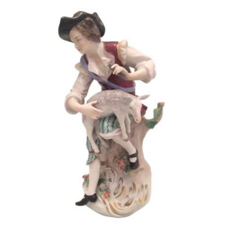 Figurine en porcelaine Tonte des moutons. Hand Painted Rococo 20th century - photo 2