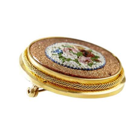 Gold 18K brooch with a bouquet of micromosaics. Stockholm 1873 Gold 19th century - photo 3