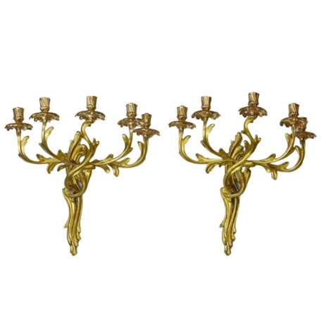 Pair of bronze sconces. The turn of the 19th and 20th centuries. Gilded bronze Rococo At the turn of 19th -20th century - photo 6