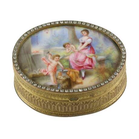 Bo&icirc;te &agrave; bijoux ovale en bronze dore Vergoldete Bronze 19th century - Foto 1