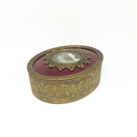 Bo&icirc;te a bijoux ovale en bronze dore. Vergoldete Bronze 19th century - Foto 3