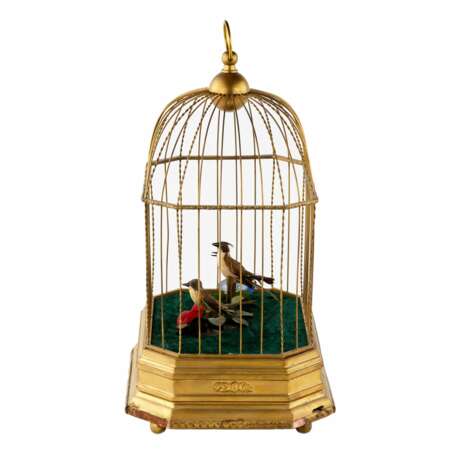 Musical toy - Cage with birds. Metal Early 20th century - photo 3