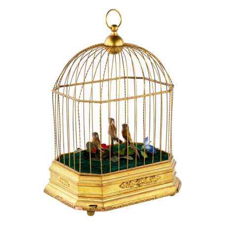 Musical toy - Cage with birds. Metal Early 20th century - photo 4