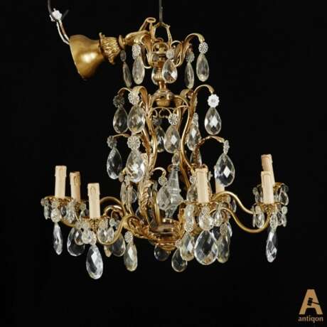Chandelier for eight candles. Brass Rococo Early 20th century - photo 1