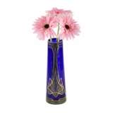 Vase conique Art Nouveau en verre cobalt. Vergoldung Jugendstil Early 20th century - Foto 2