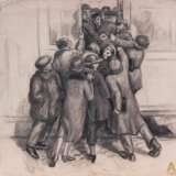 Drawing Scene by the Tram 1928 pencil 20th century - photo 2