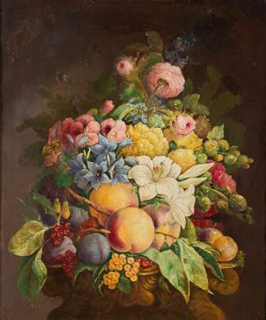 Still life Bouquet of flowers. Canvas oil Napoleon III Late 19th century - photo 2