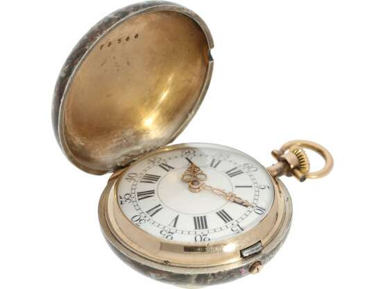 Taschenuhr: einzigartige, museale Patek Philippe Emaille-Uhr im Stil der Emaillemalerei der Schule von Blois des 17. Jahrhundert., No.76344 aus dem Jahr 1887, mit Stammbuchauszug - Foto 7