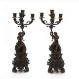 Une paire de candelabres. Belle Epoque Patinierte Bronze 19th century - Foto 1