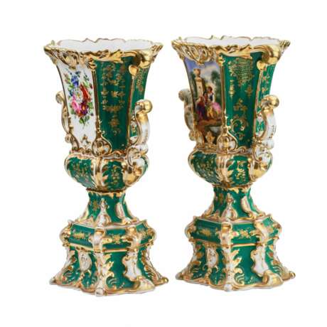 Paire de Vases epoque Galante Polychrome gilt Neorococo 19th century - photo 3