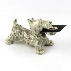 Faience figurine Scotch Terrier. Factory Kuznetsov. Russia 