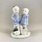 Porcelain figurine Children with geese Porcelain 20th century - photo 1