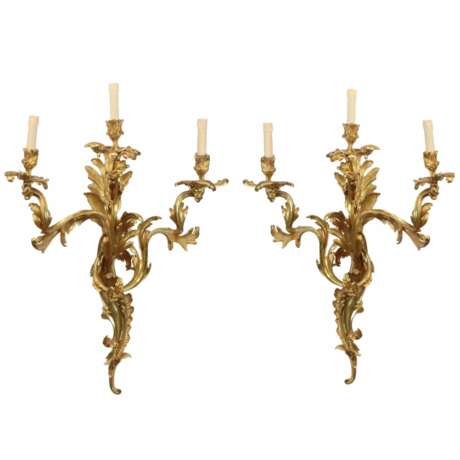 Pair of wall sconces Rococo style Gilded bronze Rococo 20th century - photo 1