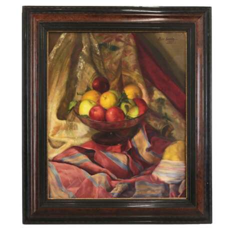 LUIS GARC&Iacute;A OLIVER. Nature morte aux pommes. Canvas oil Early 20th century - Foto 1