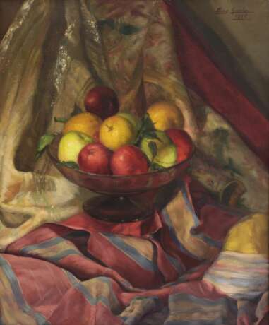 LUIS GARC&Iacute;A OLIVER. Nature morte aux pommes. Canvas oil Early 20th century - Foto 2