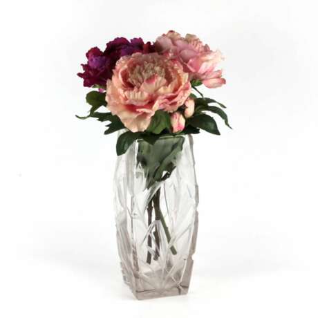 Large heavy crystal vase with luxurious irises. Crystal Art Nouveau Early 20th century - photo 5
