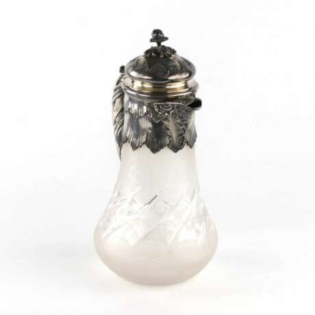 Pichet &agrave; eau en argent avec verre grave. Argent 925 Eclecticism 19th century - photo 3