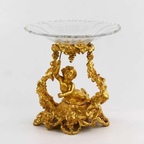 Декоративная фруктовая ваза золоченой бронзы с хрусталем эпохи Наполеона III. 19 век. Позолоченная бронза Napoleon III 19th century г. - фото 2