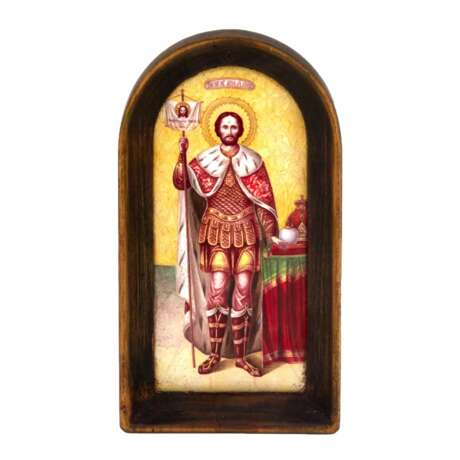 Icon of the Holy Blessed Prince Alexander Nevsky on porcelain. Porcelain Early 20th century - photo 1