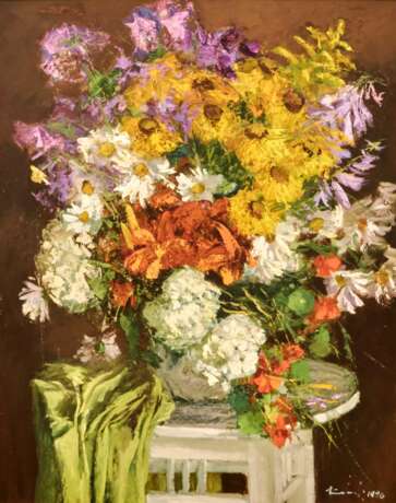 Still life autumn flowers. Janis KALNMALIS oil on panel The end of the 20th century - photo 2