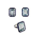 Spectacular ladies set in white gold with aquamarines sapphires and diamonds. Diamonds 21th century - photo 1