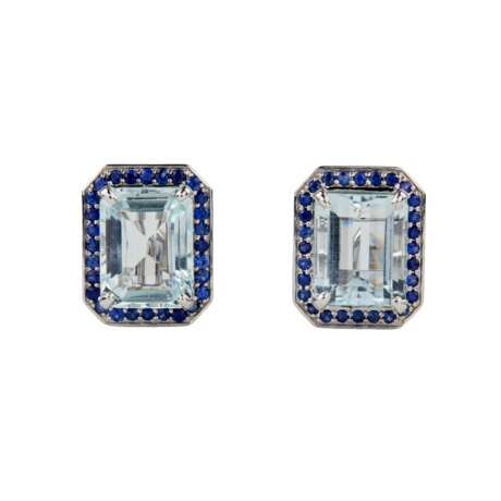 Spectacular ladies set in white gold with aquamarines sapphires and diamonds. Diamonds 21th century - photo 9