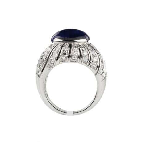 Gold ring with sapphire and diamonds. Gold 21th century - photo 4