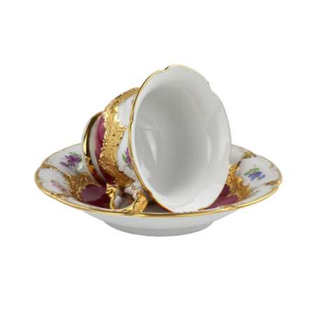 Meissen - paire de porcelaine B-Form pour moka. Porcelain Hand Painted Gilding Neo-baroque The end of the 20th century - photo 3