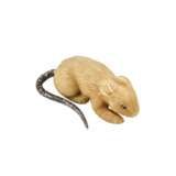 Carved mammoth tusk mouse with diamond tail. Diamonds 20th century - photo 1