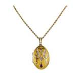 Pendentif en or sur cha&icirc;ne avec un rubis dans son ecrin d`origine. Faberge France. Rubis 21th century - photo 1