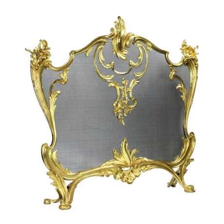  Bouhon. Каминный экран золоченой бронзы с металлической защитной сеткой в стиле Людовика XV. Металл Neorococo 19th century г. - фото 3