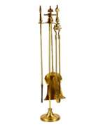 Steel. Fine, gilded bronze fireplace set in Louis XV style. 19th century. 