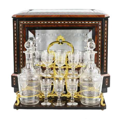 Bar &agrave; liqueurs en palissandre de style repertoire. Glass timber Eclecticism At the turn of 19th -20th century - Foto 6