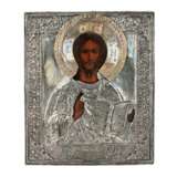 Icon of the Almighty of the late 19th century in a silver-plated setting. Metal Late 19th century - photo 1