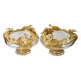 Pair of round vases in cast glass and gilded bronze with swans motif. France 20th century. Glass 20th century - photo 4