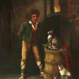 A. Rizzoni. Genre scene Game with cats. Canvas oil realism Late 19th century - photo 2