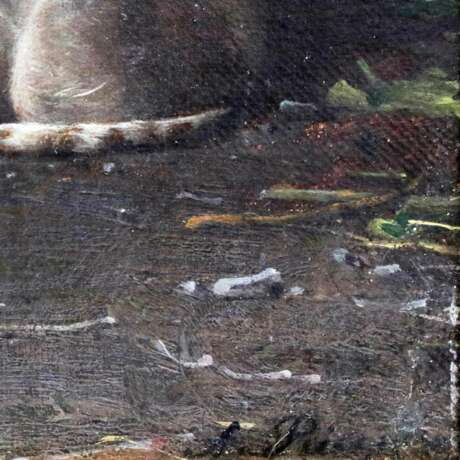 A. Rizzoni. Sc&egrave;ne de genre Jeu avec des chats. Canvas oil realism Late 19th century - photo 3