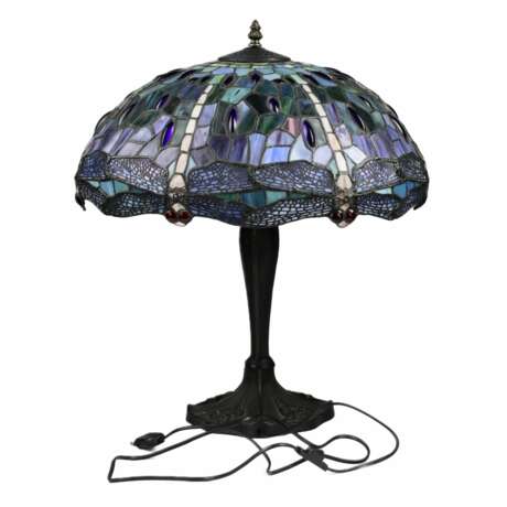 Lampe en vitrail de style Tiffany. 20i&egrave;me si&egrave;cle. Glass metal Art Nouveau 20th century - photo 4