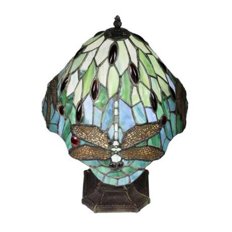 Элегантная настольная лампа витражного стекла в стиле Тиффани. 20 век. Glass metal Art Nouveau 20th century г. - фото 4
