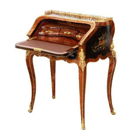 Coquettish ladies` bureau in wood and gilded bronze Louis XV style. Wood 19th century - photo 3