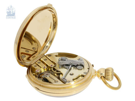 Taschenuhr: hochinteressantes und hochfeines Taschenchronometer mit Kette/Schnecke und sehr seltenem Aufzugsmechanismus, Schweiz um 1860 - Foto 4