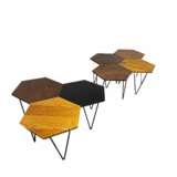 Gio Ponti for Isa Bergamo. Seven honeycomb hexagonal coffee tables design 50s. Wood metal Design of 50-60’s 20th century - photo 2