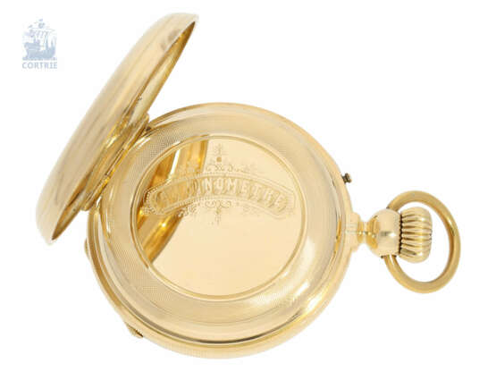 Taschenuhr: hochinteressantes und hochfeines Taschenchronometer mit Kette/Schnecke und sehr seltenem Aufzugsmechanismus, Schweiz um 1860 - Foto 6