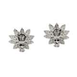 Lotus earrings white gold with diamonds in the form of blossoming lotus flowers. Diamonds Late 18th century - photo 3